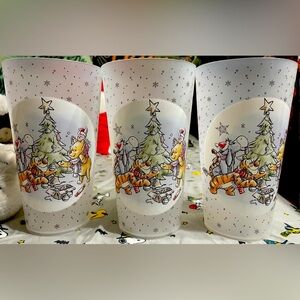 Disney’s Winnie the Pooh and Friends set of 3 Christmas Plastic Cups